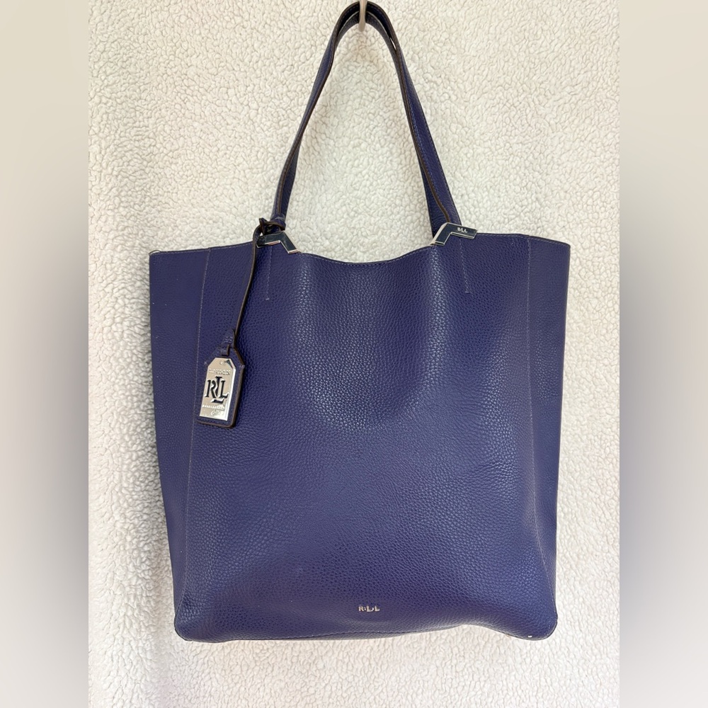 Lauren Ralph Lauren Acadia Navy Blue Tote Bag